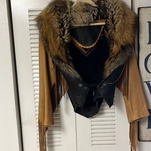 Funky delicious fox fur and leather jacket